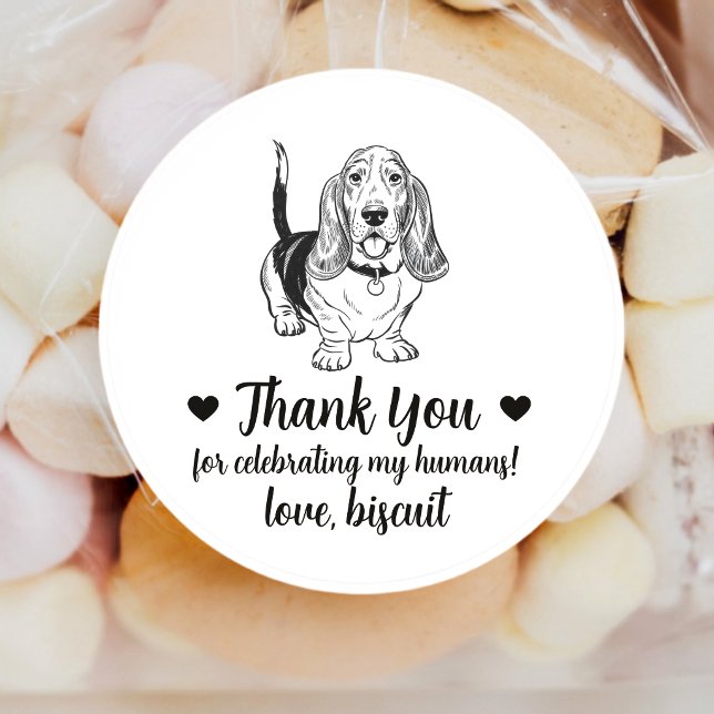 Adesivos de Favor de Casamento de Cachorro Basset  (Criador carregado)