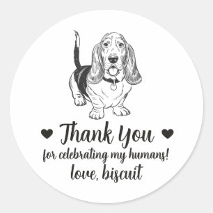 Adesivos de Favor de Casamento de Cachorro Basset 