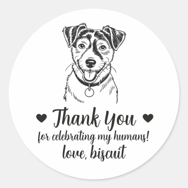 Adesivos de Favor de Casamento de Cachorro Jack Ru (Frente)