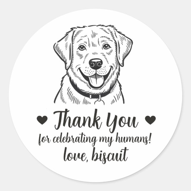 Adesivos de Favor de Casamento de Cachorro Labrado (Frente)
