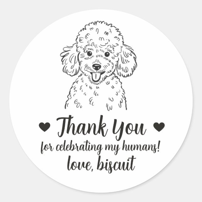 Adesivos de Favor de Casamento de Cachorro Poodle  (Frente)