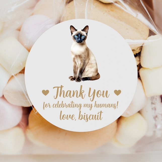 Adesivos de Favor de Casamento de Gato Siames (Criador carregado)