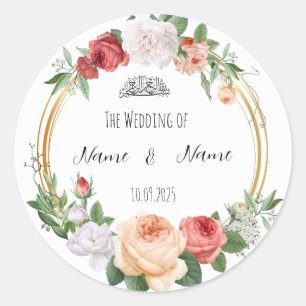 Adesivos de favor de casamento floral