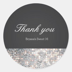 Adesivos de Favor de Casamento Preto Glam Brilho L