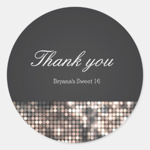 Adesivos de Favor de Casamento Preto Glam Sparkle 