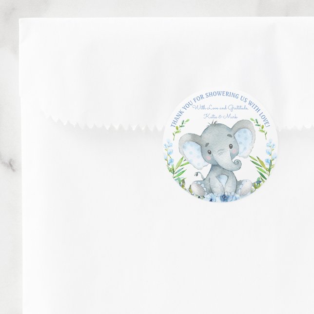 Adesivos de Favor de Chá de Bebê de Elefante Menin (Criador carregado)