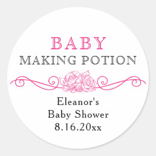 Adesivos de Favor de Chá de Bebê Pink para Potion