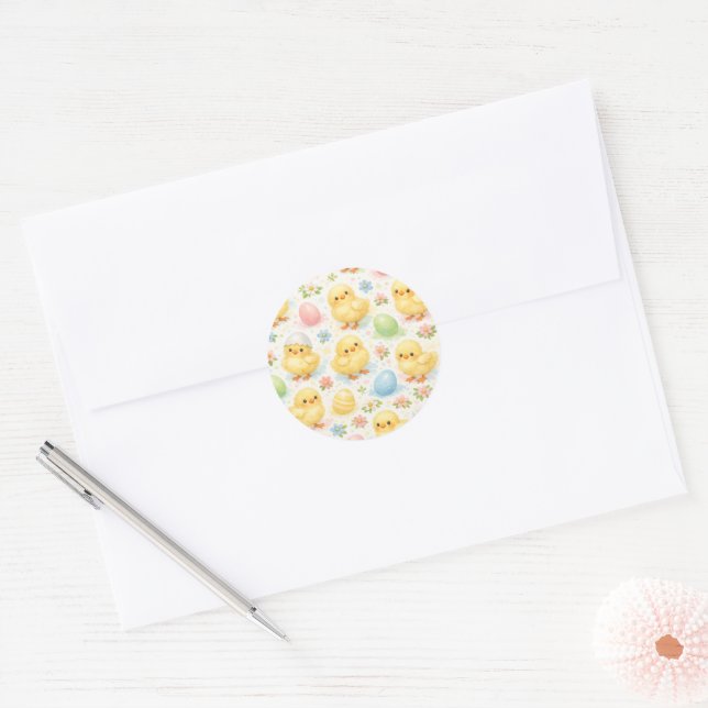 Adesivos de Favor de Festa de Páscoa com Frango e  (Envelope)