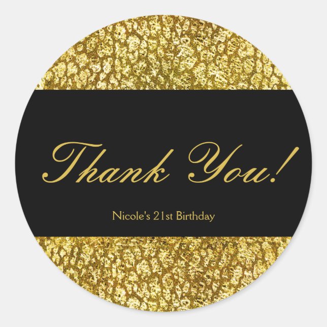 Adesivos de Favor de Festa Glam Gold Leopard Print (Frente)