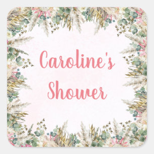 Adesivos de Favor de Grama de Pampas Boho Rosa N