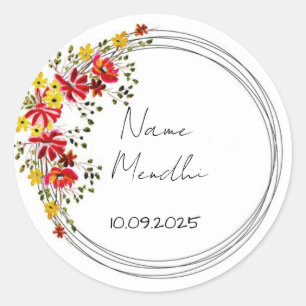 Adesivos de favor de mendhi floral colorido