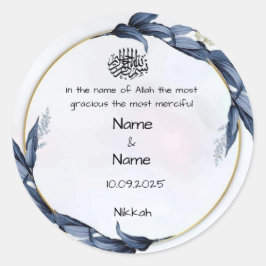 Adesivos de favor de nikah azul floral