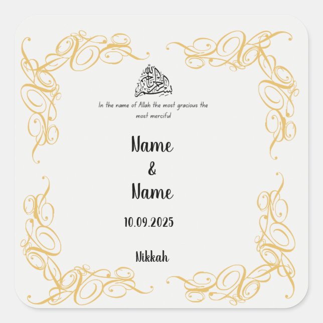 Adesivos de favor de Nikkah (Frente)