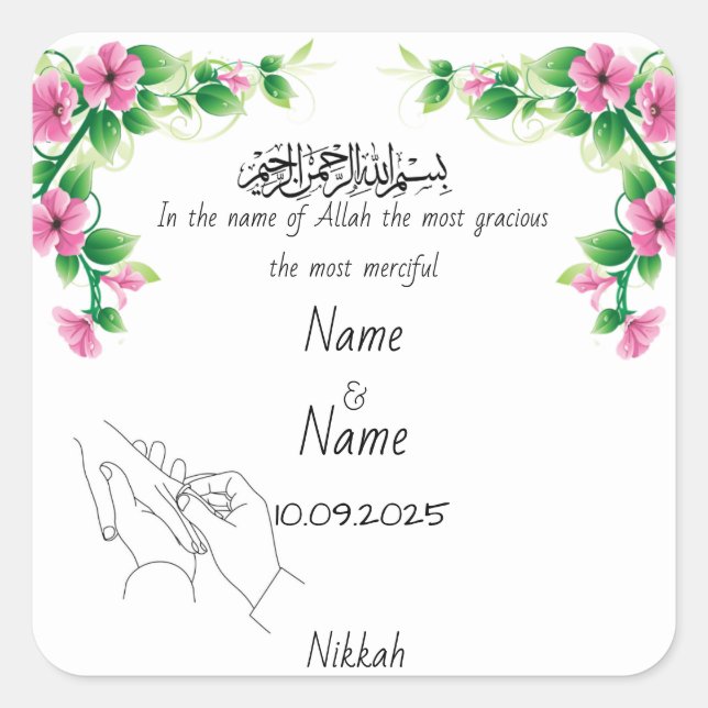 Adesivos de favor de Nikkah (Frente)
