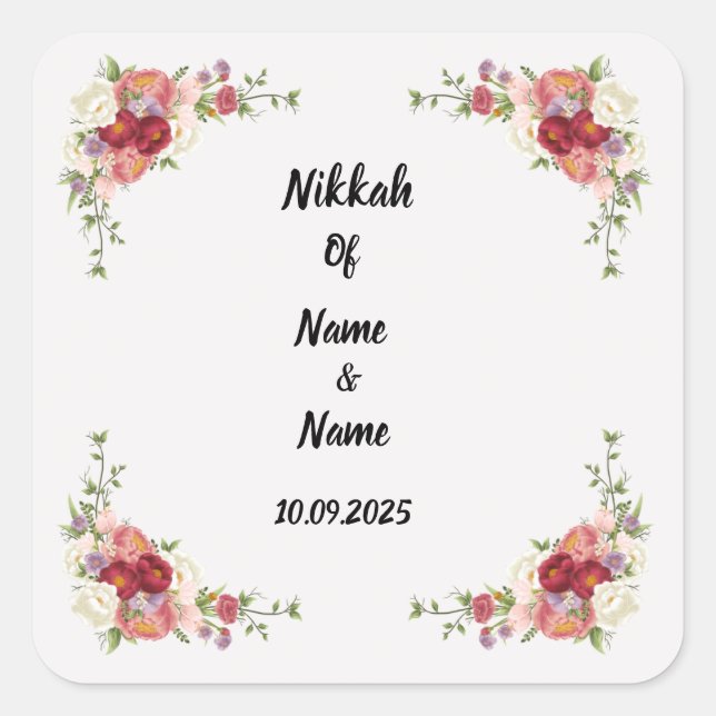 Adesivos de favor de Nikkah (Frente)