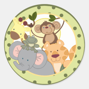 Adesivos de Favor Ronda de Safari na Selva