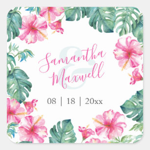 Adesivos de Favorito em Aquarela Floral Rosa e Ver