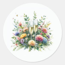 Adesivos de Festa Champagne Floral