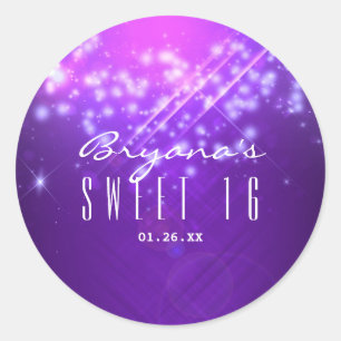 Adesivos de Festa com Brilho Roxo Vibração do Club