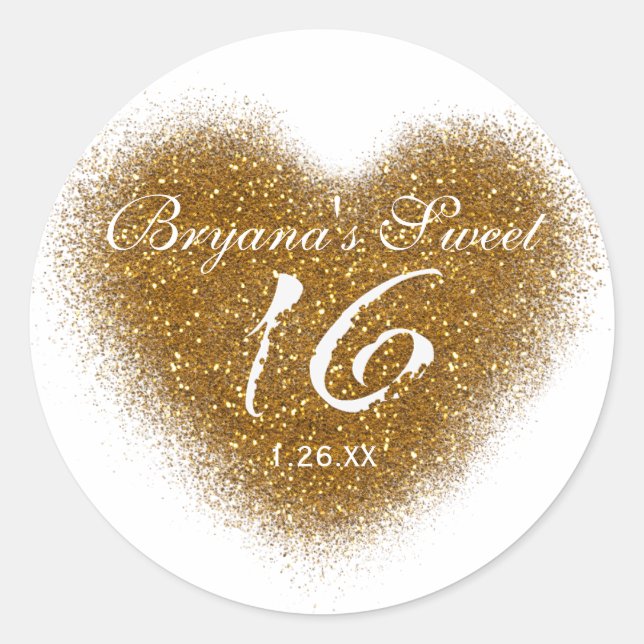 Adesivos de Festa Coração Sweet 16 Derramamento de (Frente)