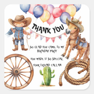 Adesivos de Festa de Agradecimento ao Cowboy de Ro