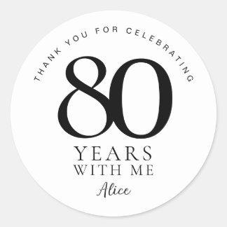 Adesivos de festa de agradecimento de 80º aniversá