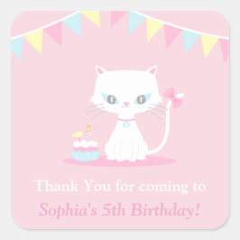 Adesivos de festa de agradecimento de gatinho bran