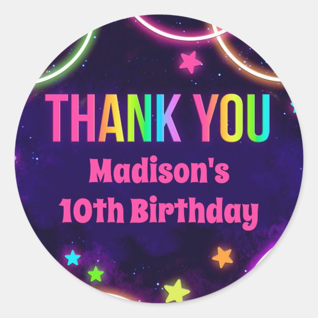 Adesivos de Festa de aniversário brilhante arco-ír (Frente)