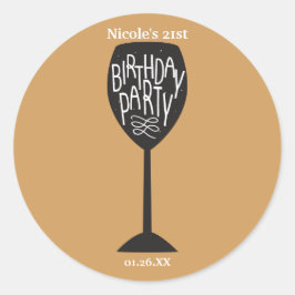 Adesivos de Festa de Aniversário Copo de Vinho QUA