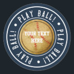Adesivos de Festa de Aniversário de Beisebol Antig<br><div class="desc">Adesivos de Festa de Aniversário de Beisebol Antigo PLAY BALL. Personalize com qualquer texto.</div>