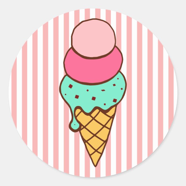 Adesivos de festa de aniversário de cone de sorvet (Frente)