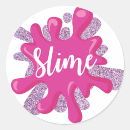 Adesivos de festa de aniversário de slime em rosa