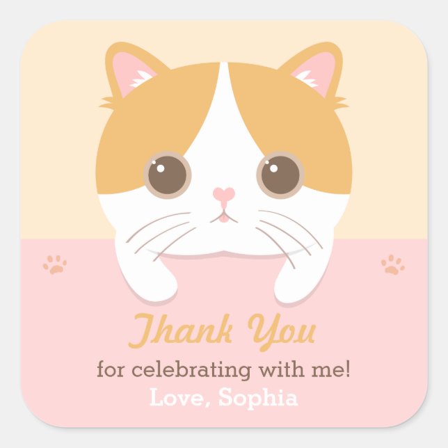 Adesivos de festa de aniversário Obrigado Kitty ga (Frente)