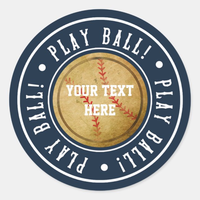 Adesivos de festa de aniversário Vintage Baseball  (Frente)