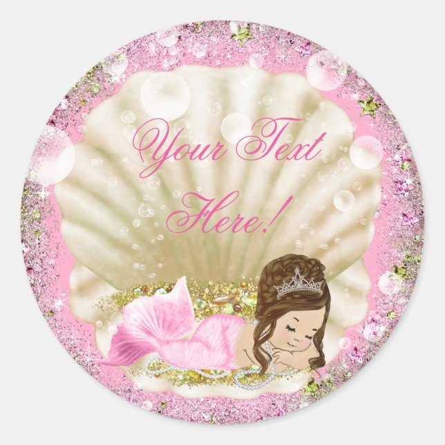 Adesivos de festa de bebê da Sereia (Frente)