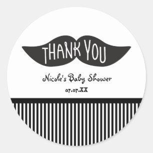 Adesivos de festa de bigode preto e branco obrigad