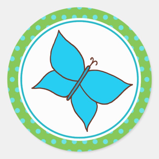 Adesivos de festa de borboleta azul de verão (Frente)