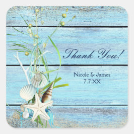 Adesivos de festa de casamento tropical Blue Wood 