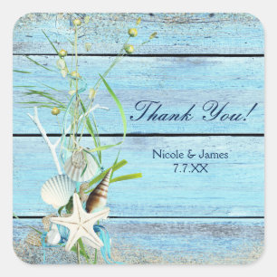 Adesivos de festa de casamento tropical Blue Wood