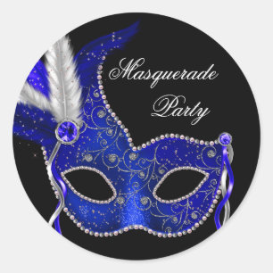 Adesivos de Festa de Máscaras Azul Marinho Real El
