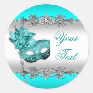 Adesivos de festa de máscaras azul-teal elegante