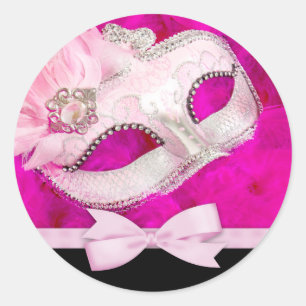 Adesivos de Festa de Máscaras Rosa Vibrante