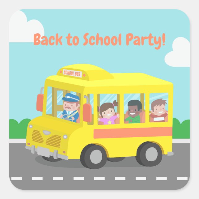 Adesivos de festa de volta às aulas em ônibus amar (Frente)