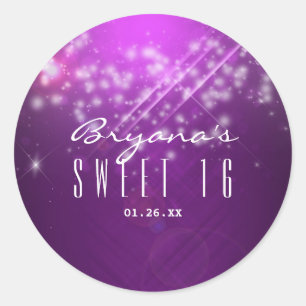 Adesivos de Festa do Clube de Brilho Roxo Fúcsia