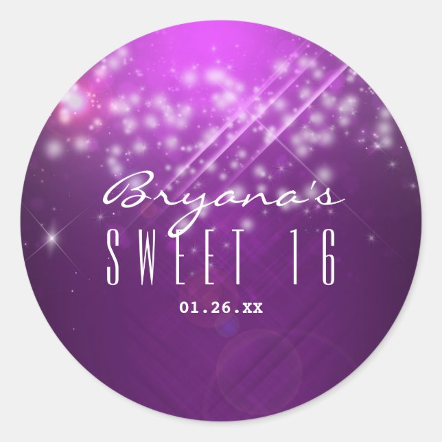 Adesivos de Festa do Clube de Brilho Roxo Fúcsia (Frente)