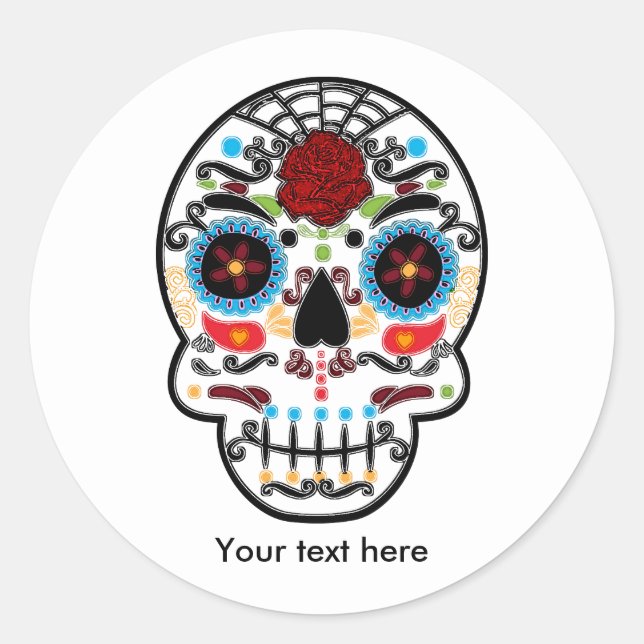 Adesivos de festa do Dia dos Mortos do Crânio de A (Frente)