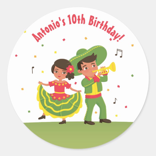 Adesivos de festa mexicana infantil fofa (Frente)