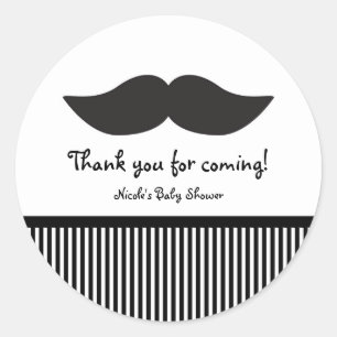 Adesivos de Festa Modernos Bigode Preto e Branco
