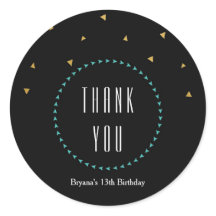 Adesivos de festa modernos triângulos dourado e az