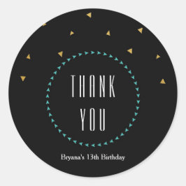 Adesivos de festa modernos triângulos dourado e az